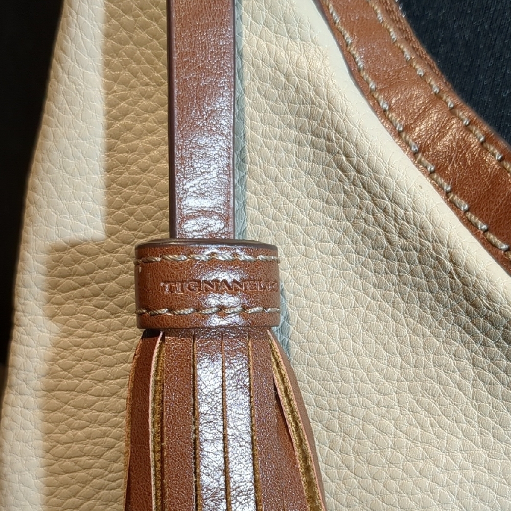 Tignanello Patterned Interior Bag in Cream and Brown